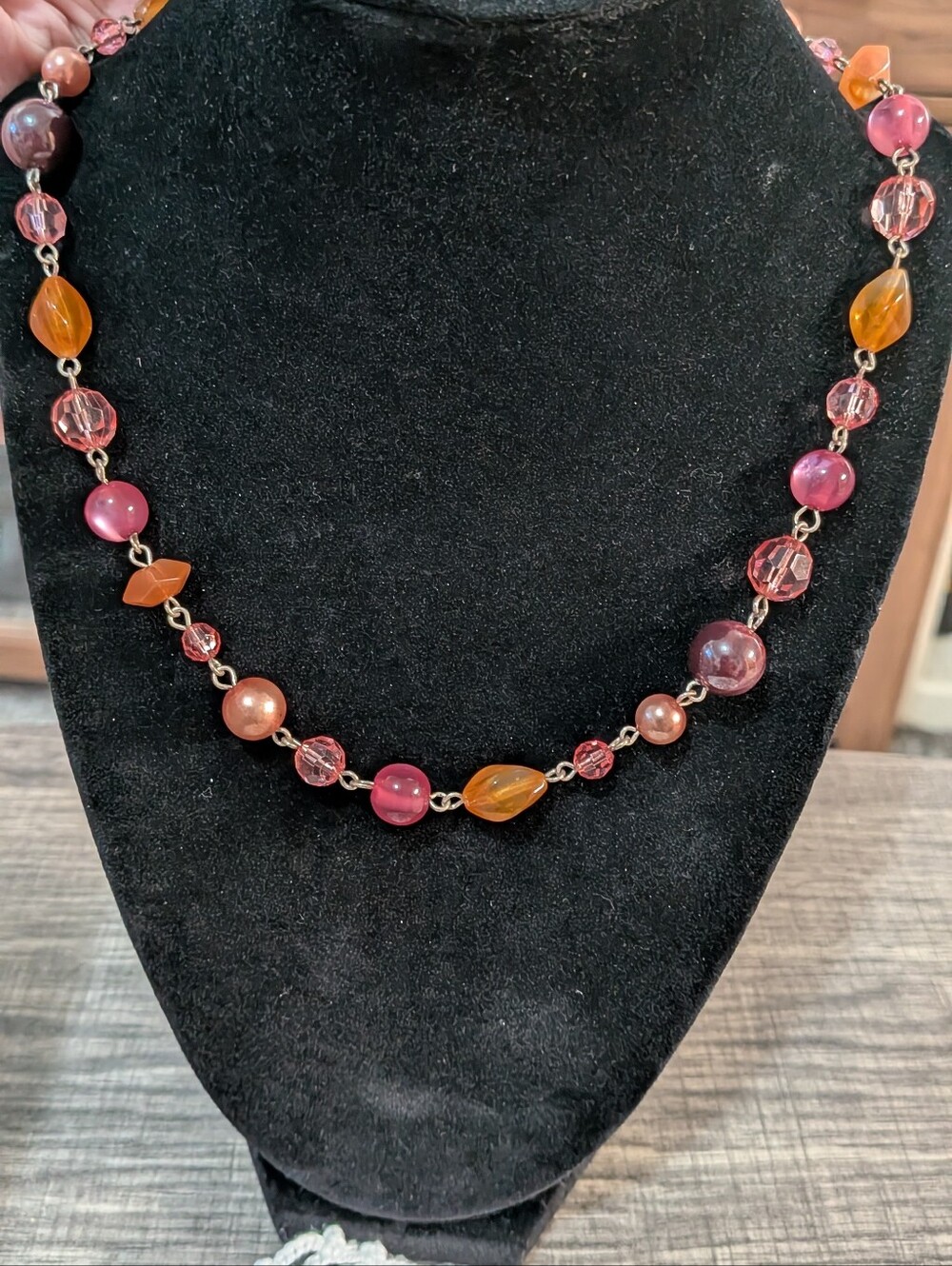 Pink and Orange Beaded Necklace